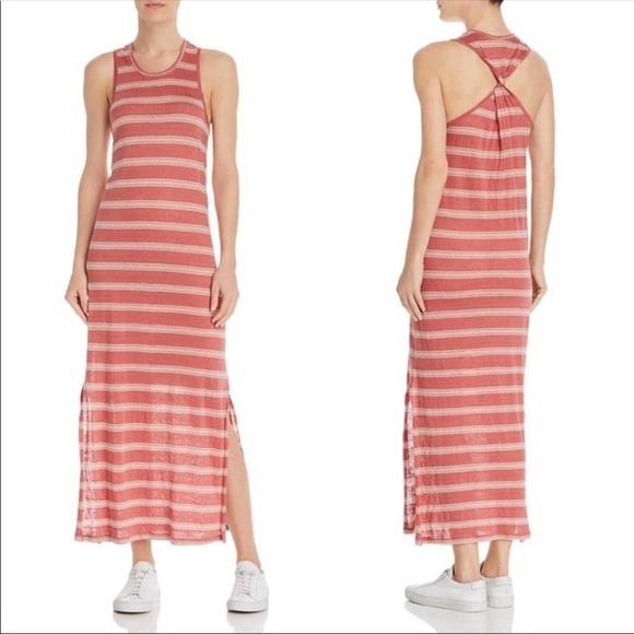 JOIE Tropic Red Striped 100% Linen Brellen Sleevelss Maxi Dress Size Small NEW - Picture 11 of 11